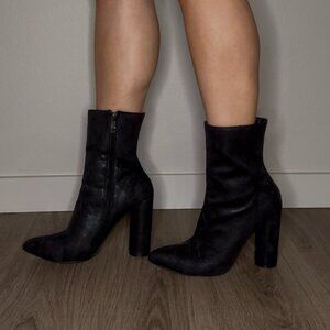 Black Shimmer Heeled Boots